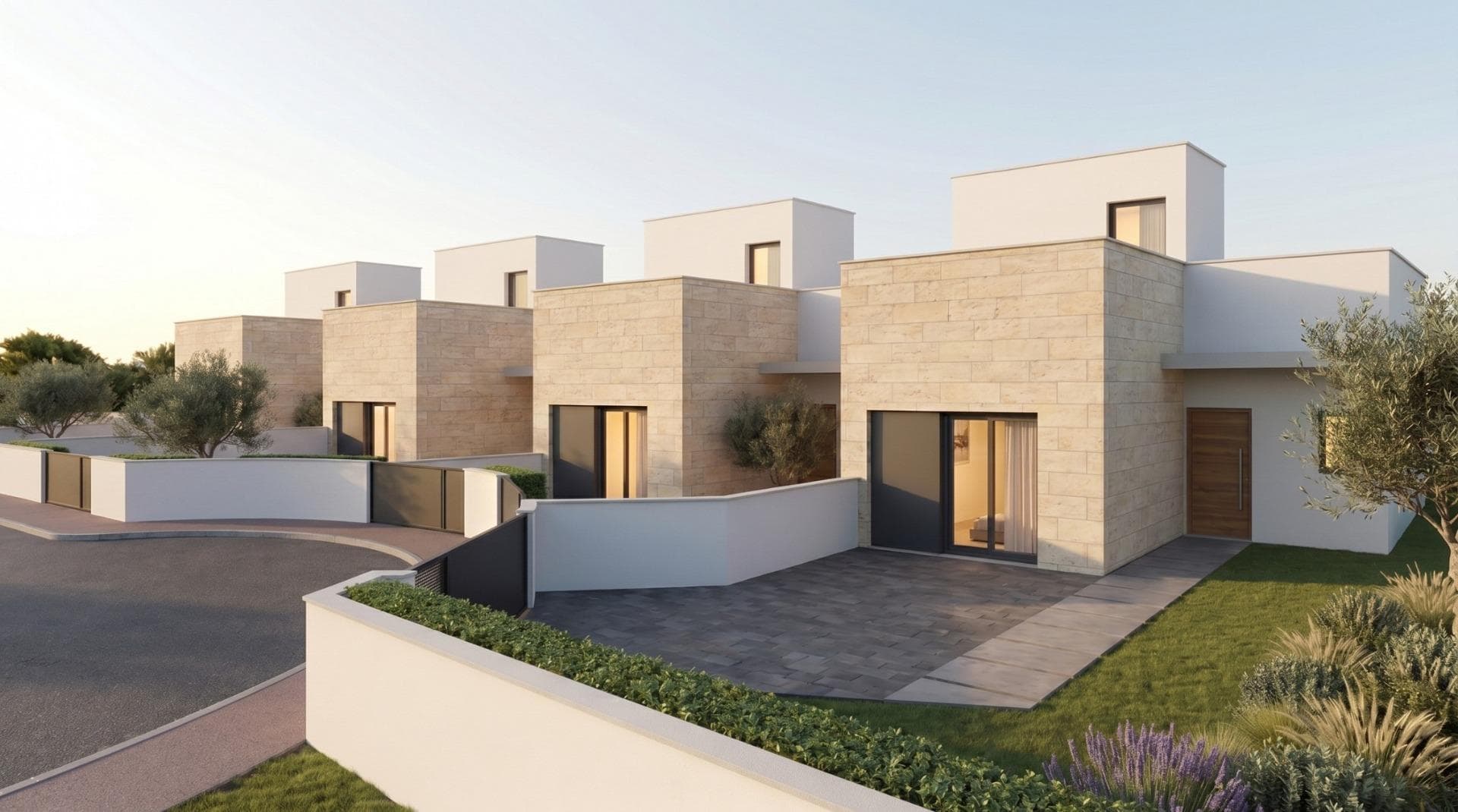 Development of 4 newly built semi-detached and terraced villas with private swimming pools at the Mazarrón Country ClubModern villas in a peaceful residential settingDiscover this exclusive development of semi-detached and terraced villas situated in the Mazarrón Country Club area, Murcia. Set in a peaceful residential setting and surrounded by nature, this location offers the perfect balance between tranquillity and accessibility. The Country Club is renowned for its relaxed atmosphere, wide streets and proximity to both the coast and the town of Mazarrón, making it an attractive option for permanent living or holidaying.Each villa is spread over two floors plus a sun terrace, featuring three bedrooms and three bathrooms on plots of approximately 190 m².The bright, open-plan living area combines the lounge, dining room and kitchen, with direct access to the upper terrace, whilst the lower garden with its 5x3m private swimming pool is accessed from the basement. Large windows allow natural light to flood throughout the house and create a seamless connection between indoor and outdoor living.Each property also includes on-site parking, ensuring convenience and security.Private solarium with unobstructed viewsAccessible via an internal staircase, the private rooftop solarium offers an additional outdoor area to enjoy the Mediterranean climate all year round. The sun deck is fitted with water and electricity connections, allowing for the future installation of an outdoor kitchen, an outdoor shower or a relaxation area. This elevated space is perfect for relaxing, entertaining guests or enjoying panoramic views of the surrounding landscape.High-quality finishes and modern comfortThese newly built villas are constructed using high-quality materials and modern finishes to ensure their durability and comfort. Features include fitted wardrobes in all bedrooms, pre-installation for ducted air conditioning, and a fitted kitchen complete with appliances. The contemporary design and practical layout make these properties suitable as a permanent home, holiday home or smart investment.Convenient location near Mazarrón and the coastThe development is situated approximately 9 km from the beaches of Mazarrón and just 5 km from the town of Mazarrón, where all essential amenities can be found, including shops, restaurants, medical centres and schools. The area also benefits from easy access to the motorway, allowing for smooth connections to nearby towns and villages.Key distances to points of interestMazarrón town centre: 5 kmMazarrón and Bolnuevo beaches: 9 kmMazarrón marina: 14 kmGolf courses: 20 kmMurcia Corvera Airport: 45 kmCity of Cartagena: 35 kmYour new home on the Costa CálidaEnjoy privacy, comfort and outdoor living in one of these exclusive, newly built semi-detached villas at the Mazarrón Country Club. Contact us today for more information or to arrange a viewing and secure your place in this attractive residential area.