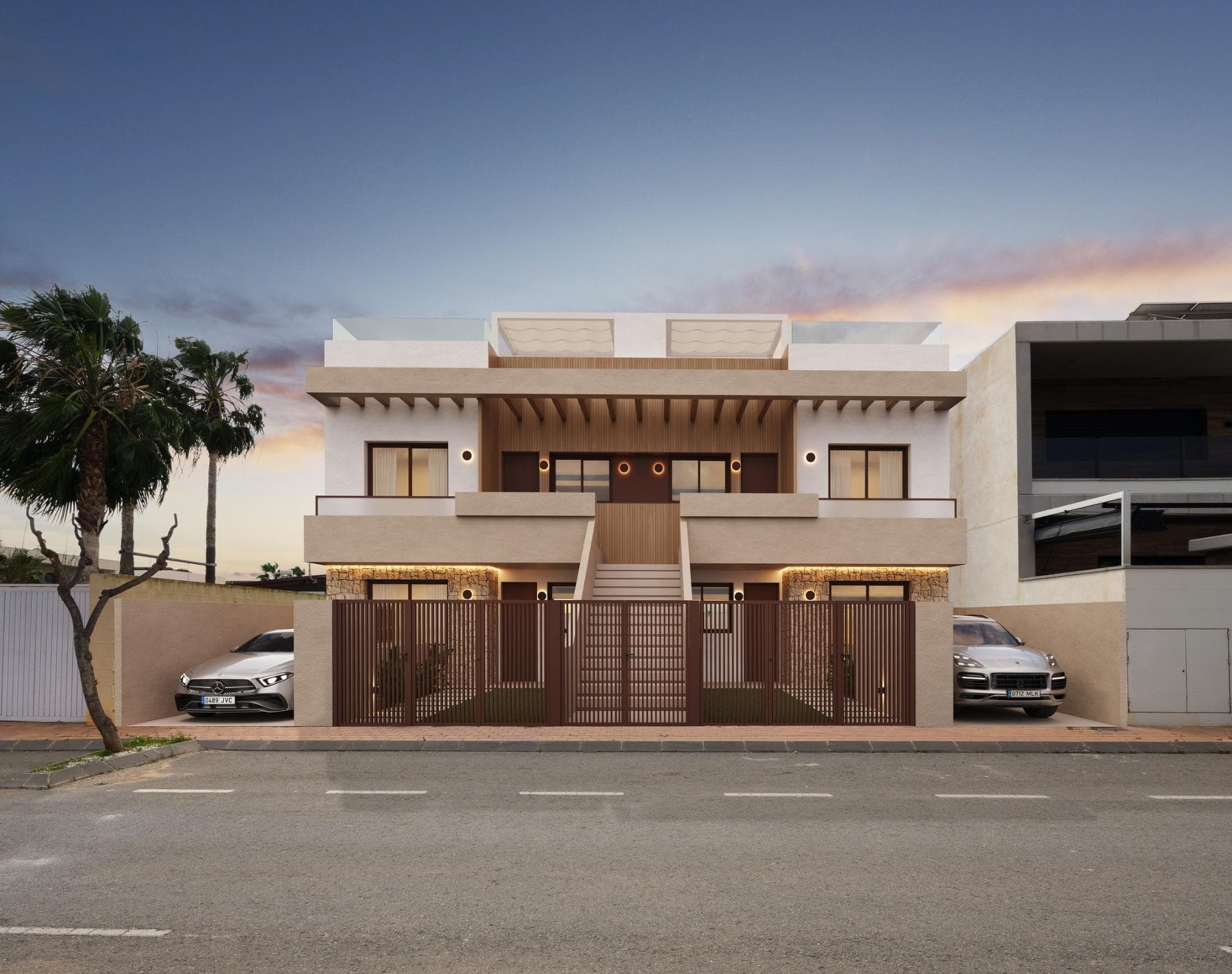 Exclusive New Build Bungalows with private pool in San Pedro del PinatarDiscover this stylish boutique development of just 4 new build bungalows in San Pedro del Pinatar, one of the most sought after coastal towns on the Costa Calida. Designed for those who value privacy, comfort and modern Mediterranean living, these exclusive homes combine contemporary design, private outdoor spaces and premium features in an unbeatable location just 1 km from the beach.Situated in the popular Molino del Chirrete area, this development enjoys a peaceful residential setting while remaining within walking distance of supermarkets, restaurants, cafes, sports facilities and all daily services. The beautiful beaches of the Mar Menor and the Mediterranean Sea are just minutes away, making it ideal for permanent living, holidays or investment.Modern Design with Private Outdoor LivingThis boutique project offers two types of homes to suit different lifestyles. Choose between ground floor bungalows with spacious private gardens or top floor properties with large rooftop solariums. All homes include a private swimming pool and private parking space.The interiors feature a bright open plan living and dining area with an integrated kitchen, creating a modern and functional space designed to maximize comfort and natural light. Each property includes 2 spacious bedrooms and 2 fully equipped bathrooms, one of them ensuite.Ground floor homes offer generous outdoor areas surrounding the property, including front and rear patios, covered terraces and a private pool, perfect for enjoying outdoor living all year round.Top floor homes include two private terraces and a cozy rooftop solarium complete with private pool, pergola and pre installation for a summer kitchen, ideal for entertaining and relaxing under the sun.High Quality Finishes and Energy Efficient FeaturesBuilt to an excellent specification, all homes include fully installed Toshiba ducted air conditioning, electric shutters, LED lighting throughout, fully fitted bathrooms with electric underfloor heating, and fully furnished and equipped kitchens.These properties have been designed to combine style, efficiency and functionality, offering a turnkey solution for buyers looking for a modern home by the sea.Prime Location and Nearby Points of InterestVillananitos Beach 1 kmMediterranean beaches 3 kmSan Pedro Marina 2 kmDos Mares Shopping Centre 4 kmLo Romero Golf 10 kmRoda Golf 14 kmMurcia Airport 38 kmAlicante Airport 75 kmYour New Home on the Costa Calida AwaitsThis is a rare opportunity to own a boutique new build bungalow with private pool in one of the most attractive coastal locations in Southern Spain. Contact us today for more information or to arrange your private viewing.