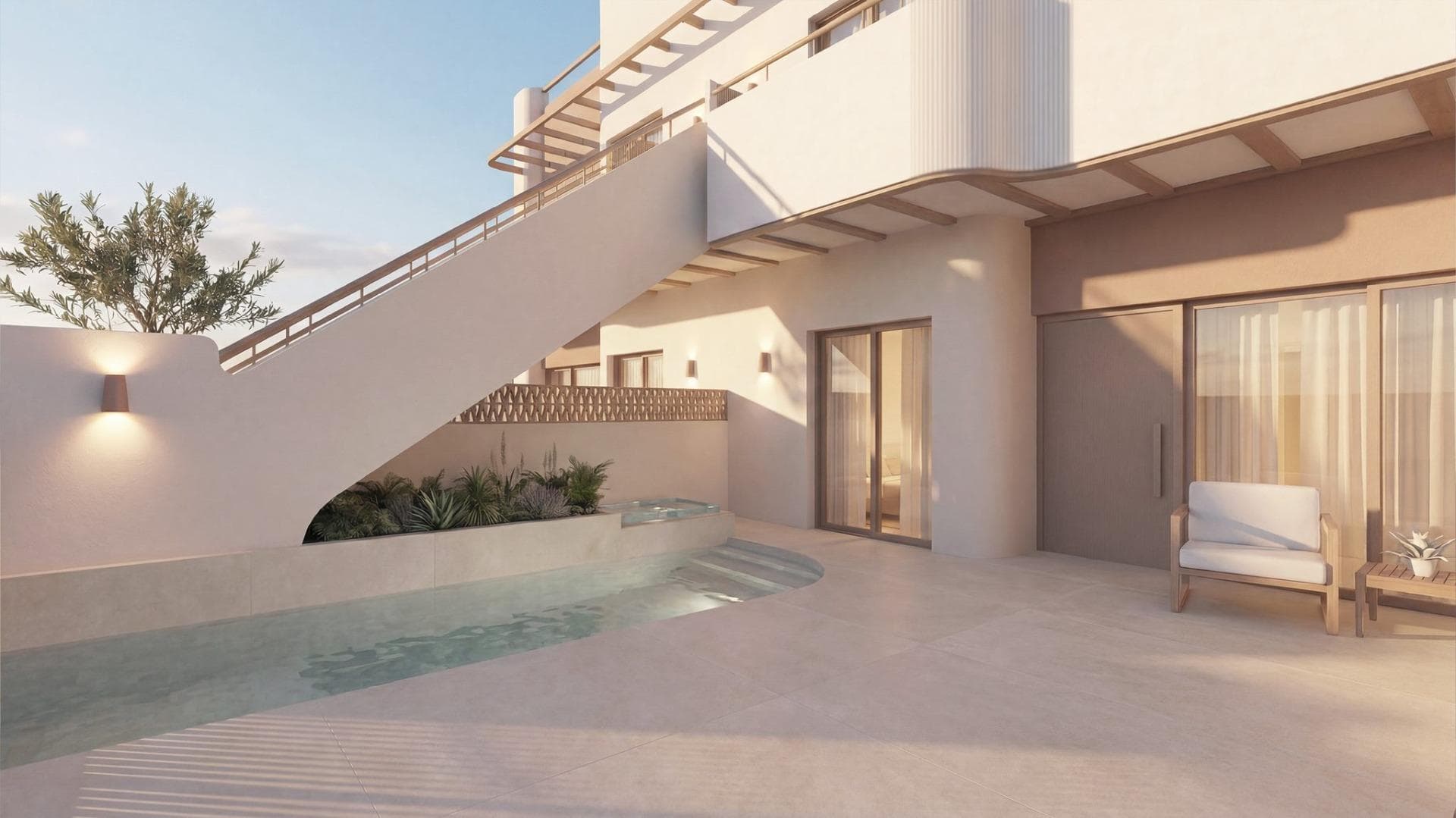 Exclusive New Build Bungalows with private pool in Pilar de la HoradadaDiscover this boutique new build development of just 8 modern bungalows in Pilar de la Horadada, one of the most attractive towns on the Costa Blanca South. Designed for those seeking comfort, privacy and Mediterranean lifestyle, these stylish homes combine contemporary architecture, private outdoor spaces and premium finishes in a highly convenient location close to the town center and only 3.5 km from the beach.Situated in a well established residential area, this exclusive development offers easy access to supermarkets, restaurants, bars, pharmacies and all daily services, making it ideal for permanent living, holiday escapes or investment.Modern Homes Designed for Comfort and Outdoor LivingThe residential complex consists of 8 bungalows, all offering 2 bedrooms and 2 bathrooms, including one ensuite. Buyers can choose between ground floor properties with private garden or top floor homes with spacious private solarium.Every property includes a private swimming pool and private parking space, allowing residents to enjoy outdoor living in total privacy. The interiors have been carefully designed with bright open plan living spaces, creating a perfect connection between indoor and outdoor areas.The fully fitted kitchens come equipped with appliances, while the bathrooms include vanity units, mirrors and underfloor heating for added comfort.High Quality Finishes and Energy Efficient FeaturesEach home is built to a high standard and includes pre installation for ducted air conditioning, reinforced security entrance door, aerothermal hot water system, electric shutters and a complete LED lighting package for both interior and exterior areas.In addition, every property benefits from a summer kitchen, making the private solarium or garden even more enjoyable for entertaining family and friends throughout the year.Prime Location in Pilar de la HoradadaPilar de la Horadada is a charming traditional Spanish town located at the southernmost point of the Costa Blanca. Known for its welcoming atmosphere, wide main avenue, local shops, restaurants and plazas, it offers a perfect blend of authentic Spanish lifestyle and modern conveniences.The nearby beaches of Torre de la Horadada and Mil Palmeras are famous for their fine golden sand, clear waters and scenic promenades. The area also offers excellent cycling routes, sports facilities and golf courses, making it ideal for an active outdoor lifestyle.Distances to Key Points of InterestTown center 0.5 kmBeach 3.5 kmTorre de la Horadada Marina 4 kmLo Romero Golf 5 kmDos Mares Shopping Centre 12 kmMurcia Corvera Airport 40 kmAlicante Airport 75 kmSecure Your New Home on the Costa BlancaThis is a fantastic opportunity to own a modern new build bungalow with private pool in one of the most desirable locations on the Costa Blanca South. Contact us today for more information or to arrange your private viewing.