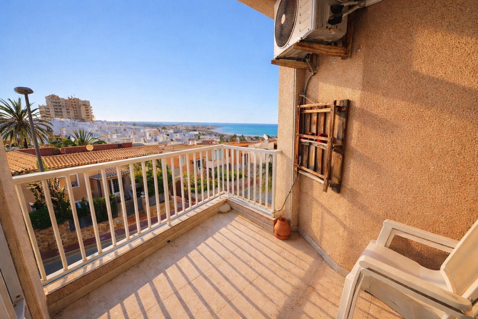 Discover this charming apartment in Torrevieja La Mata, located just 250 meters from the sea, ideal for those seeking a high quality of life by the coast. With 69 m² built, it offers a comfortable and well-distributed space, perfect both as a permanent residence or a holiday home. In addition, its 8 m² terrace is perfect for relaxing and enjoying its stunning front sea views .The property is in good condition and includes furniture and appliances, ready to move in.Main features 69 m² built 2 bedrooms 1 bathroom 8 m² terrace Southeast orientation Front sea views Communal swimming pool Fully equipped French kitchen Furniture and appliances includedIBI 138 €550.-€ de comunidad al añoLocated in an area with all amenities bars, restaurants, supermarkets, pharmacies, shopping centers, and parks. Alicante Airport is approximately 40 minutes by car . Contact us today and schedule your visit. Your home by the sea is waiting for you!