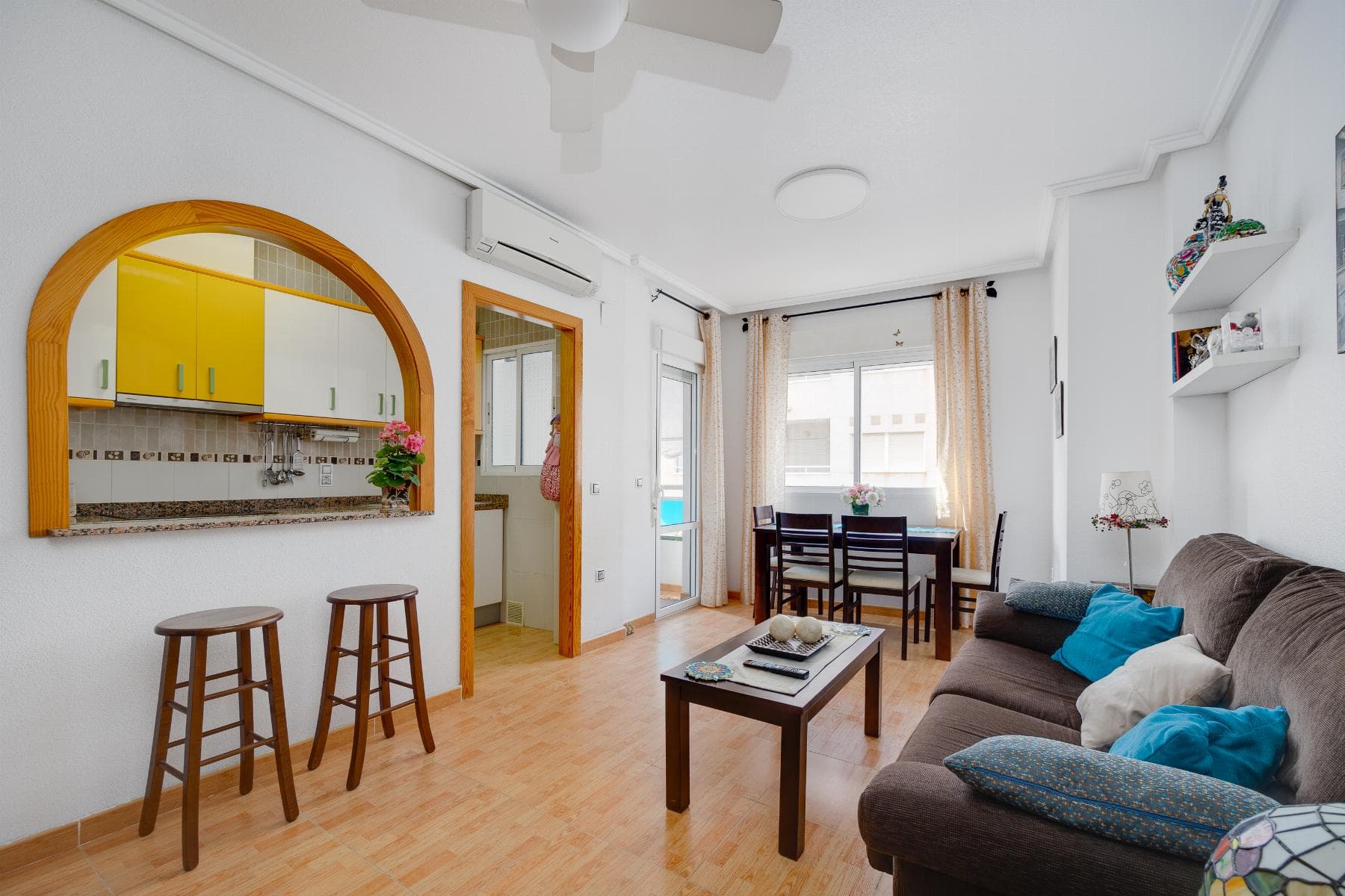 Discover this cosy flat located in one of the most convenient and sought-after areas of Torrevieja. With 80 m² of floor space, a west facing aspect and in good condition, this property offers an excellent opportunity to enjoy the Mediterranean lifestyle all year round. Price €139,990Key features 80 m² of living space 2 bedrooms 1 bathroom Open-plan kitchen west facing Community Solarium Built in 2009 Sold furnished and with appliances Just 500 metres from the sea Property tax (IBI) €232.15 per year Service charge €400 per yearLocated in an area with all amenities within easy reach, youll be close to supermarkets, pharmacies, bars, restaurants, shopping centres, parks and the beach, offering convenience and a high quality of life for both residents and those looking for a second home. Furthermore, Alicante-Elche Airport is approximately 44 km away, about a 45-minute drive. Request more information and book your viewing. Come and discover everything this flat has to offer!