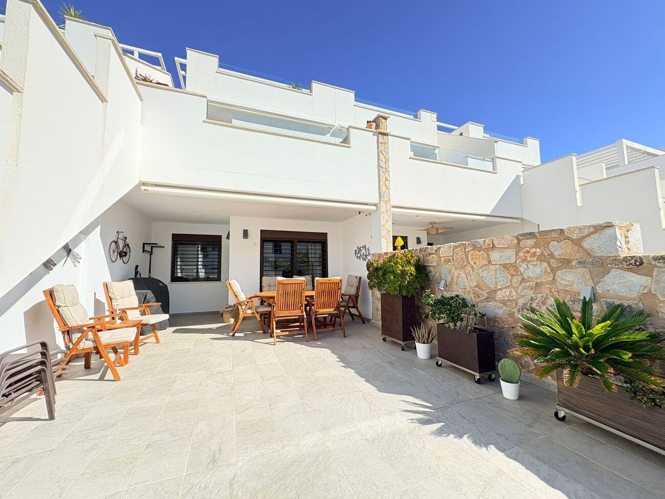 Welcome to beautiful Torre de la Horadada, where Mediterranean charm meets modern comfort. Located in the highly sought-after Porto Marina residential complex, this elegant ground-floor apartment offers a lifestyle defined by sunshine, sea breezes and effortless coastal living — just a short walk from the beach and all amenities.<br /><br />Built in 2019, the property combines contemporary design with warm, inviting spaces and generous outdoor areas, creating the perfect setting to enjoy life under the Spanish sun. With two spacious terraces and as much outdoor space as indoor living area, you can start your mornings with coffee in the sunshine and end the day with relaxed evenings outdoors.<br /><br />🔸Ground-floor apartment in exclusive Porto Marina<br />🔸Approx. 86 m² living space<br />🔸Approx. 88 m² outdoor areas<br />🔸Two spacious terraces for indoor-outdoor living<br />🔸Large awning for shade and comfort<br />🔸3 bright bedrooms<br />🔸2 modern bathrooms (one en-suite)<br />🔸Underfloor heating for year-round comfort<br />🔸Air conditioning<br />🔸Electric shutters<br />🔸Washing machine and dryer included<br />🔸Private parking space<br /><br />The community offers a true resort feeling with beautifully maintained surroundings and premium facilities designed for relaxation and wellbeing.<br /><br />🔸Several communal swimming pools<br />🔸Heated pool<br />🔸Sauna and gym<br />🔸Large green areas within the urbanisation — perfect for children to play or for peaceful walks and relaxation<br />🔸Peaceful and exclusive atmosphere<br /><br />Imagine living just moments from the sea — morning walks along golden sandy beaches, lunch at nearby restaurants, and evenings enjoying the Mediterranean climate on your private terrace. Torre de la Horadada is known for its charming coastal vibe, crystal-clear waters and relaxed yet vibrant lifestyle.<br /><br />A perfect home for those seeking their own piece of paradise by the sea — whether as a permanent residence, holiday retreat or smart investment.<br /><br />This an excellent opportunity for anyone seeking a stylish and easy-to-maintain bungalow.