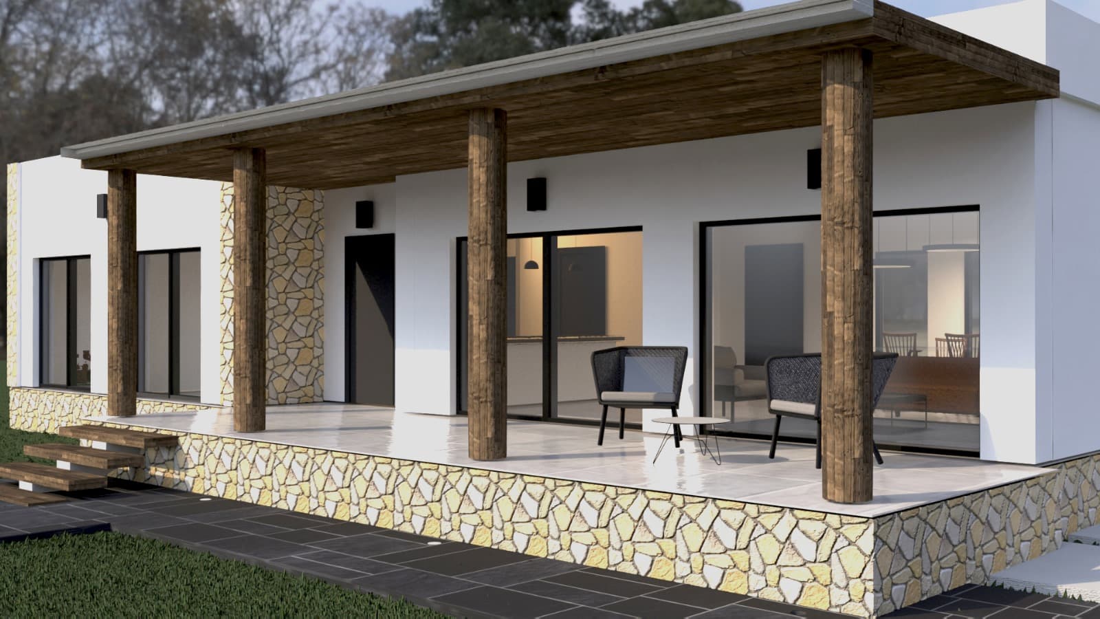 A newly built contemporary villa set on a spacious private plot, scheduled for completion in 8/2026. Ready to be visited! Designed with comfort, energy efficiency, and quality construction in mind, this property offers modern living in a peaceful natural setting. Located within a walking distance from little local settlement with a bar, 5 km north of Pinoso. Property Overview Main house area: 142 m² (including covered terrace of 30 m²) Garage: 43 m²  Plot size: approx. 10.200 m² (of which 1500 m² is fenced) Private swimming pool: 8 x 4 m Mains irrigation water connection  10 kW solar panel installation, off-grid setting Motorized sliding entrance gate  Fenced residential area for added privacy  Interior Features The villa is built with reinforced concrete structure and advanced thermal and acoustic insulation throughout, ensuring year-round comfort and energy efficiency. Living Areas  Large-format porcelain flooring throughout  Smooth white painted walls and ceilings  Suspended ceilings in living room, kitchen, hallways, and bathrooms  Underfloor heating throughout the entire home! Pre-installation for ducted hot & cold air conditioning  Aerothermal heating pre-installation  Programmable thermostat  Kitchen Fully fitted modern kitchen including:  Upper and lower cabinets  Silestone-style white worktop  Integrated stainless steel sink  Induction hob, oven, microwave Designer extractor hood  Stainless steel finishes  Optional personalized finishes available  Bathrooms Two fully equipped bathrooms featuring:  Walk-in shower trays  Vanity units  Integrated mirrors  Modern single-lever taps  Quality sanitary fittings  Windows & Doors  Armored front entrance door  Interior doors lacquered in white  PVC exterior carpentry with thermal break  Double-glazed insulated safety glass  Electric shutters with insulation  Technology & Comfort  LED lighting throughout interior and exterior  High-level electrical installation  TV points in living room and bedrooms  Modern ventilation and air extraction system compliant with current building regulations  Outdoor Areas The exterior is designed for easy maintenance and outdoor enjoyment:  Private 8x4 swimming pool with filtration system  Outdoor shower  Artificial grass areas, decorative gravel finish, exterior water points Stamped concrete perimeter around the house  Automatic entrance gate  Private fenced area of 1500 m2 surrounding the home  Garage Separate 43 m² auxiliary garage with:  Sectional garage door  Independent pedestrian entrance  An excellent opportunity to own a brand-new villa combining modern construction quality, energy-efficient systems, and generous outdoor space — ready to enjoy in just a few months.´Photos as of 5/2026, with visualisation photos for reference.About the area: Pinoso (Alicante, Spain), known for its stunning countryside, and welcoming atmosphere, offers a perfect blend of traditional Spanish culture and modern conveniences. Surrounded by picturesque vineyards and rolling hills, Pinoso is renowned for its quality of life, with excellent local amenities, schools, and easy access to both the vibrant cities of Alicante and Elche, as well as beautiful Mediterranean beaches. Whether you're seeking a peaceful rural retreat or a family-friendly community, Pinoso is an ideal place to invest in property, combining serene living with great potential for growth.About us: We have a large portfolio of properties in the Costa Blanca and Costa Calida areas, specialising in country properties, villas, fincas, building plots and design and build options in the Alicante and Murcia regions with a particular emphasis on Yecla, Novelda, Elda, Monovar, Pinoso, Sax, Villena, Aspe, Fortuna, Jumilla, Abanilla, and many more surrounding areas. We have been established since 2004 and have decades of experience between the team which we bring to bear to help you find and secure your new dream home. We help you every step of the way to make sure your purchase in Spain is safe and hassle free. We are not here to sell you a property, we are here to help you realise your dream and find what is right for you. With us you are in the safest hands. Contact us now to have a no obligation chat about how you too can realise your dreams.