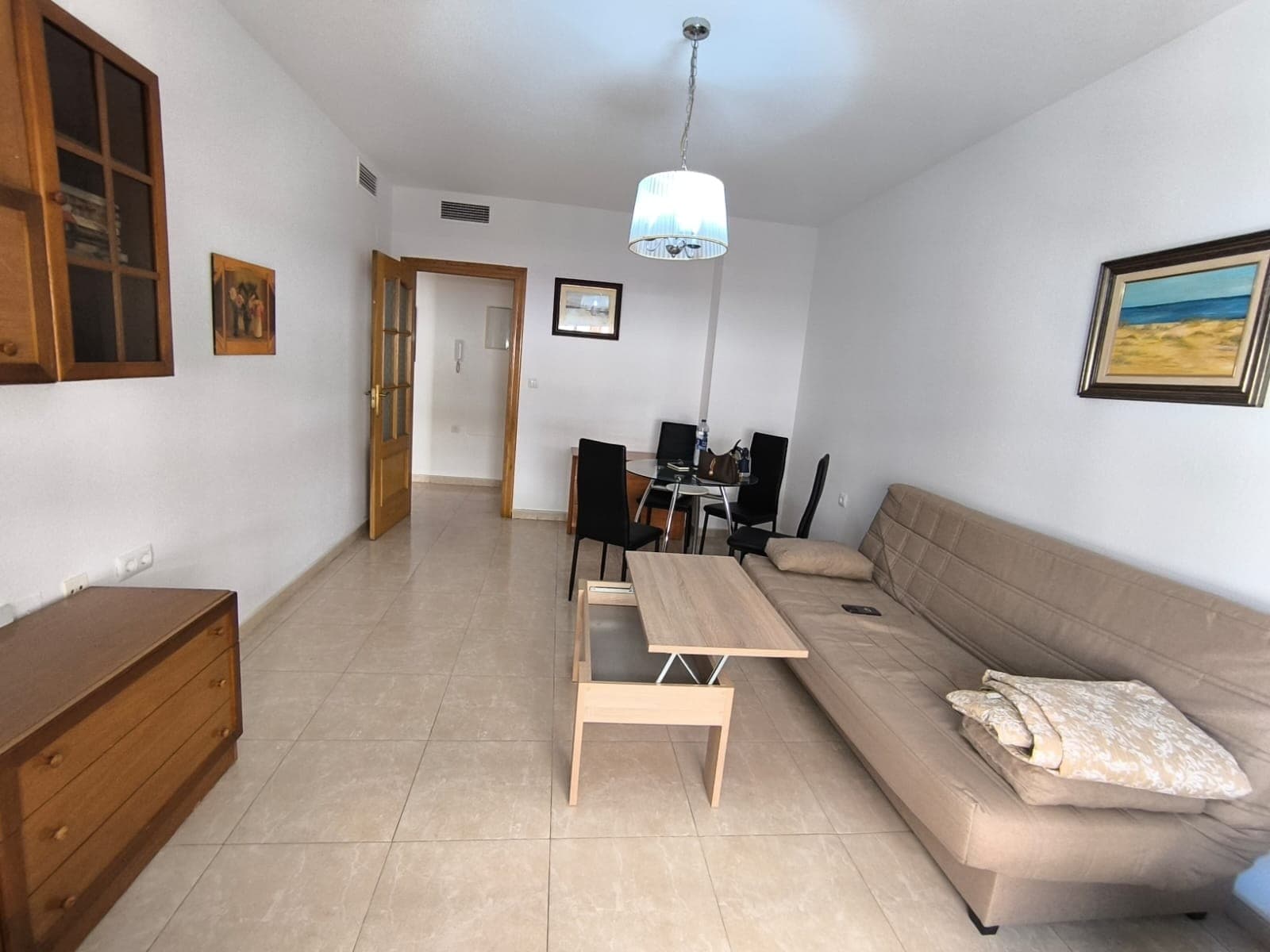 Located on one of the most central streets in Pinoso, this attractive first-floor apartment offers the convenience of having all essential services just a few steps from your door. Supermarkets, restaurants, cafés, shops, banks, and everyday amenities are all within walking distance, making this an ideal home for those who value comfort and accessibility. The building is equipped with a lift, providing easy access throughout the property.As you enter the apartment, you are welcomed into a bright and comfortable living room. The property features a bedroom with a balcony, two bathrooms, a fully equipped kitchen, and a spacious master bedroom with direct access to a patio, creating a pleasant outdoor space to enjoy in complete privacy.One of the standout features of this home is its exclusive private rooftop terrace, offering an excellent space to relax, entertain, or enjoy the Mediterranean climate. Although the apartment is situated on the first floor, the lift provides access all the way to the rooftop level. Each owner has their own independent terrace with a private entrance, ensuring exclusive use and complete privacy, with no access permitted to other residents.This property is an excellent opportunity as a permanent residence, holiday home, or investment, combining a prime central location, private outdoor spaces, and the convenience of lift access.This property is an excellent opportunity as a permanent residence, holiday home, or investment, combining a prime central location with private outdoor areas and everyday convenience.About the AreaPinoso is a charming and vibrant town that offers a full range of services throughout the year. Its welcoming atmosphere, local restaurants, cafés, shops, healthcare facilities, and supermarkets make it a highly desirable place to live. From this apartment, everything you need is within walking distance, allowing you to enjoy a comfortable lifestyle in one of the town's most convenient locations.We have a large portfolio of properties in the Costa Blanca and Costa Calida areas, specialising in country properties, villas, fincas, building plots and design and build options in the Alicante and Murcia regions with a particular emphasis on Elda, Monovar, Pinoso, Sax, Villena, Aspe, Fortuna, Albacete and many more surrounding areas. We have been established since 2004 and have decades of experience between the team which we bring to bear to help you find and secure your new dream home. We help you every step of the way to make sure your purchase in Spain is safe and hassle free. We are not here to sell you a property, we are here to help you realise your dream and find what is right for you. With us you are in the safest hands. Contact us now to have a no obligation chat about how you too can realise your dreams.